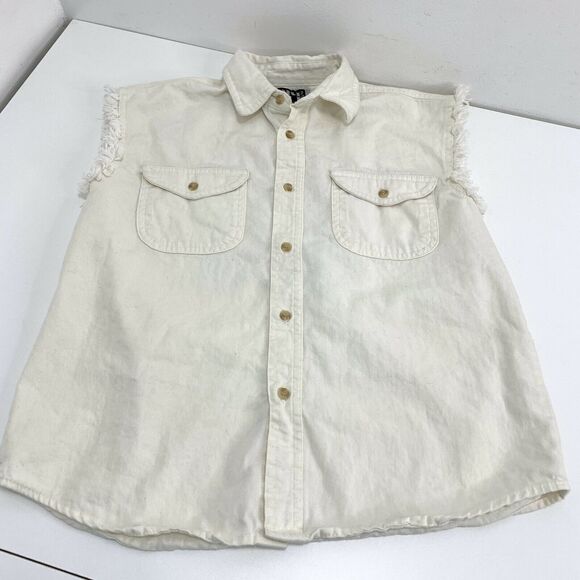 Women's Bike Week 2010 Daytona Beach Florida Tan Denim Style Top Sleeveless Sz S - Picture 2 of 4